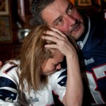 New England Patriots fans watch Super Bowl XLVI in Boston, MA