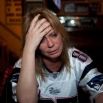 New England Patriots fans watch Super Bowl XLVI in Boston, MA